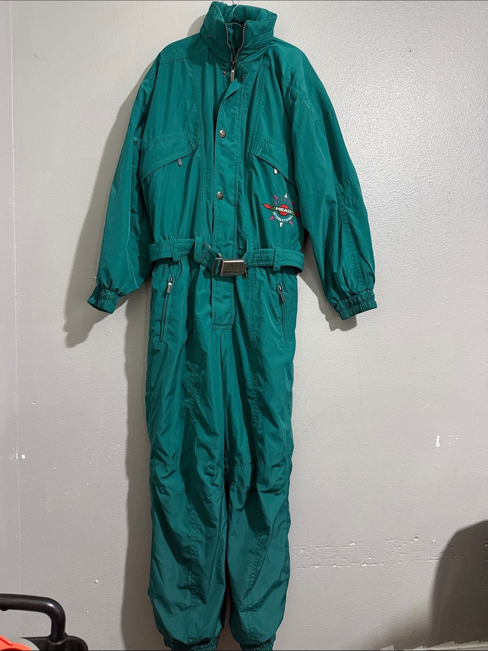 Vintage Head Teal Ski One-Piece Jumpsuit with thermal insulation